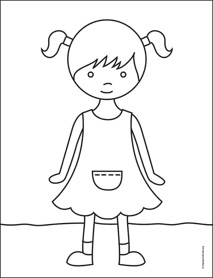 Cute Girl Drawing Easy Step by Step For Kids/Beginners-saigonsouth.com.vn