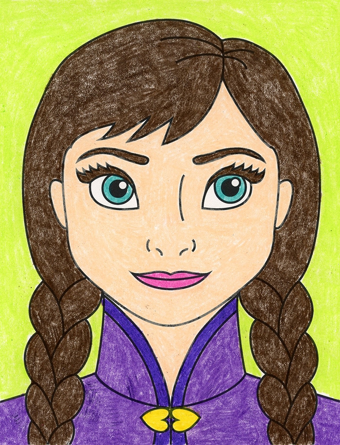 Easy How to Draw Anna from Frozen and Anna Coloring Page