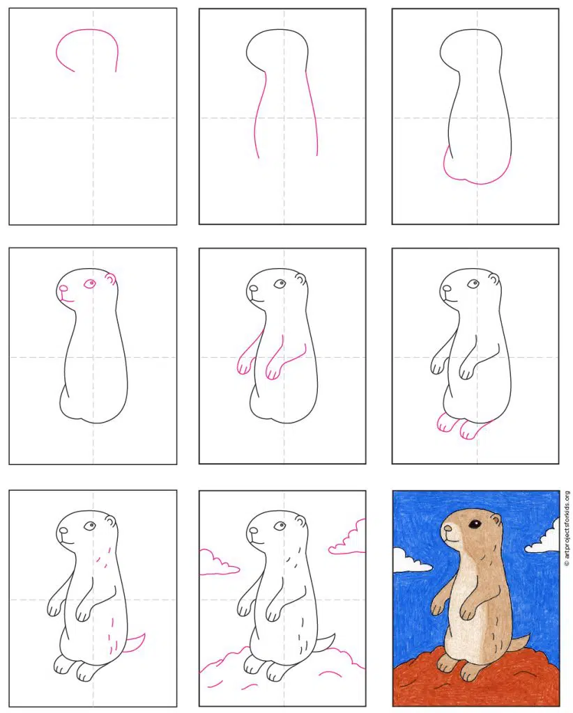 A step by step tutorial for how to draw an easy Prairie Dog, also available as a free download.