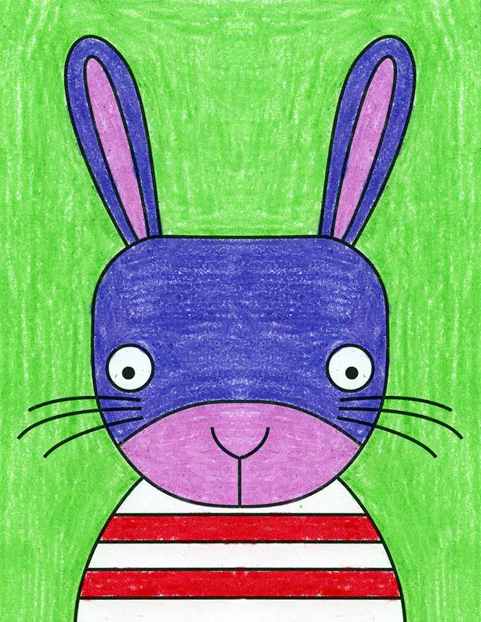 Easy How to Draw a Bunny Face Tutorial and Bunny Coloring Page
