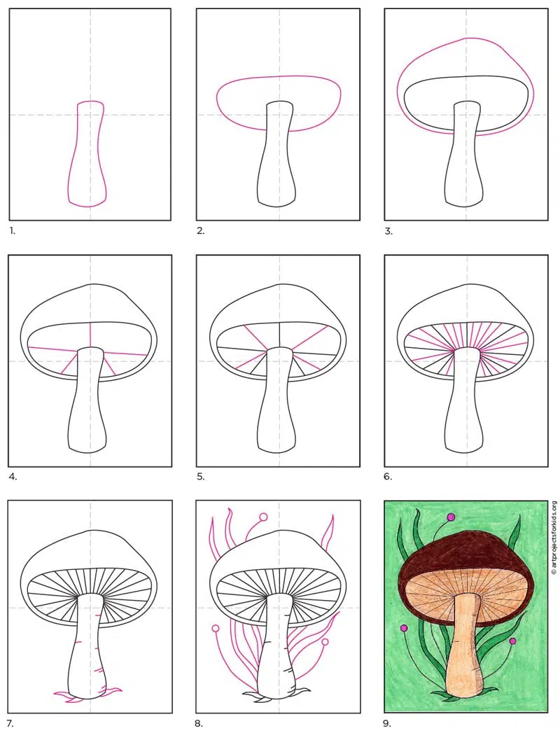 How to Draw a Mushroom  Easy Step by Step Tutorial - Art by Ro