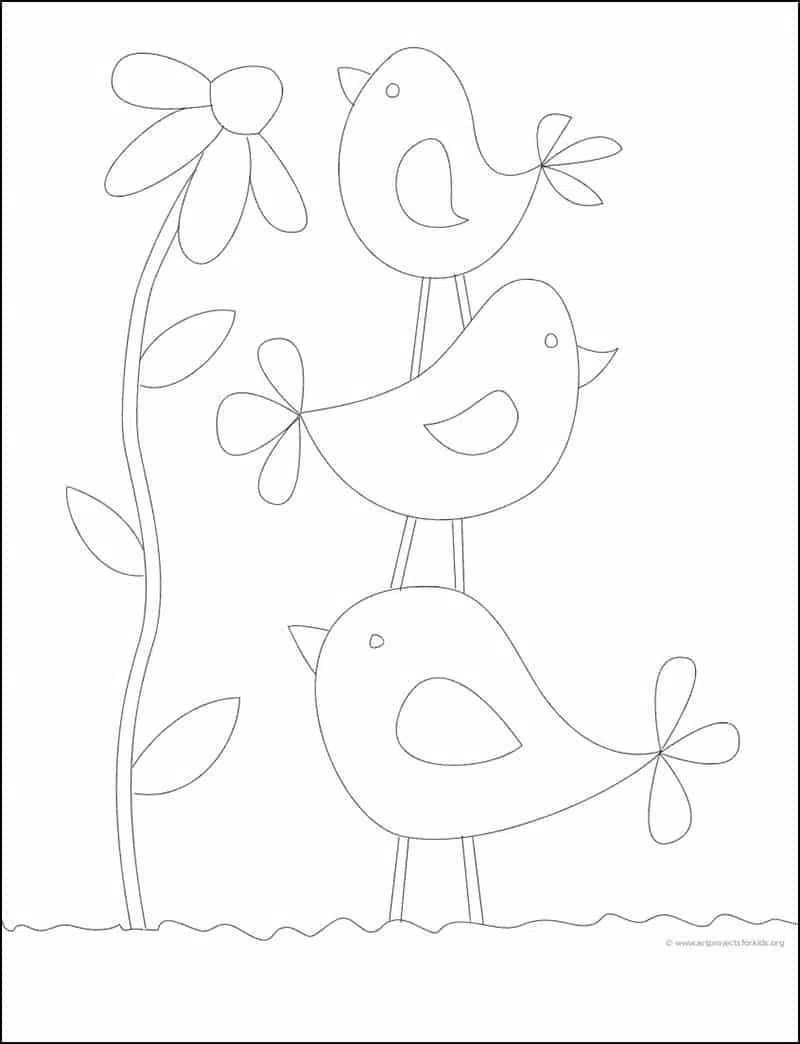 Botanical Coloring Page with Flowers Birds Bees and Leaves on White  Background | MUSE AI