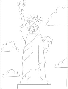 How to Draw the Statue of Liberty Tutorial Video and Coloring Page