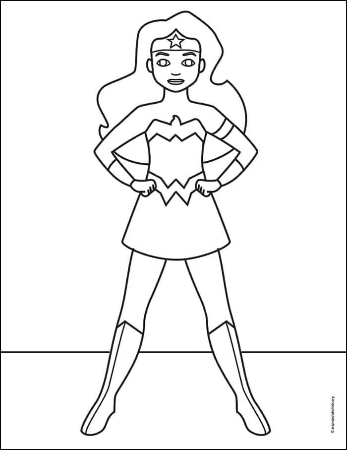 Wonder Woman Coloring page, available as a free download.