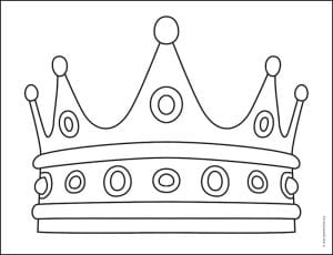 Easy How to Draw a Crown Tutorial and Crown Coloring Page