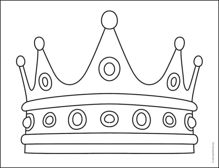 Easy How to Draw a Crown Tutorial and Crown Coloring Page