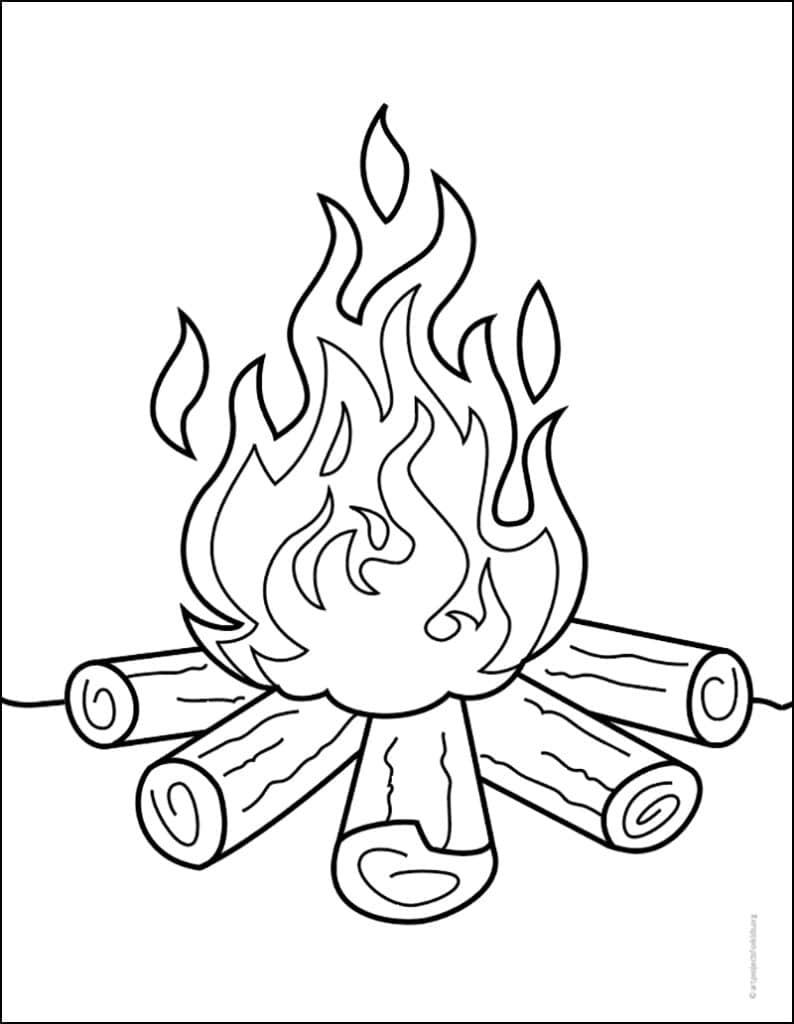 Easy How to Draw Flames Tutorial and Flames Coloring Page