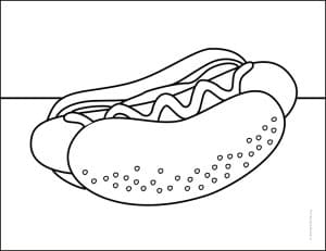 Easy How to Draw a Hot Dog Tutorial and Hot Dog Coloring Page · Art ...