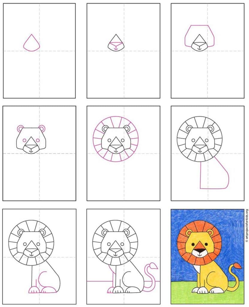 How to Draw a Lion Easy Tutorial and Lion Coloring Page