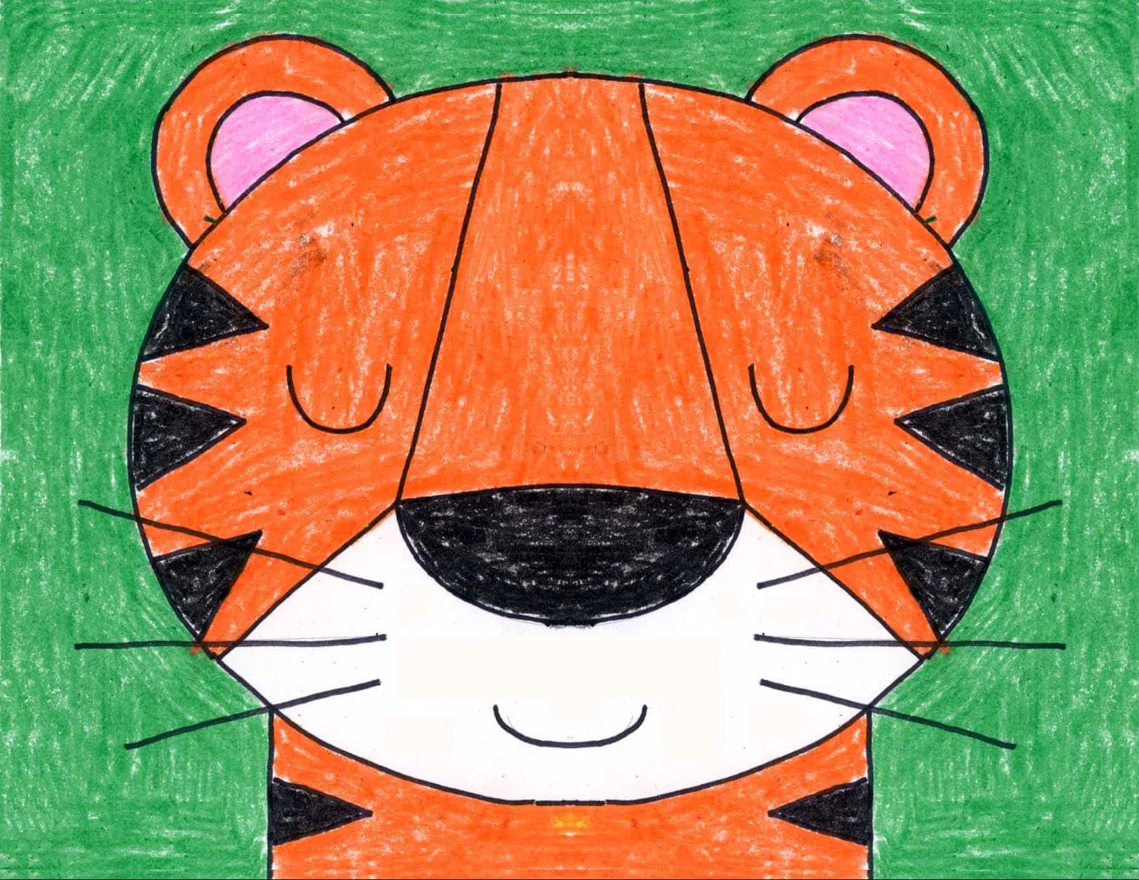 tiger face drawings with color