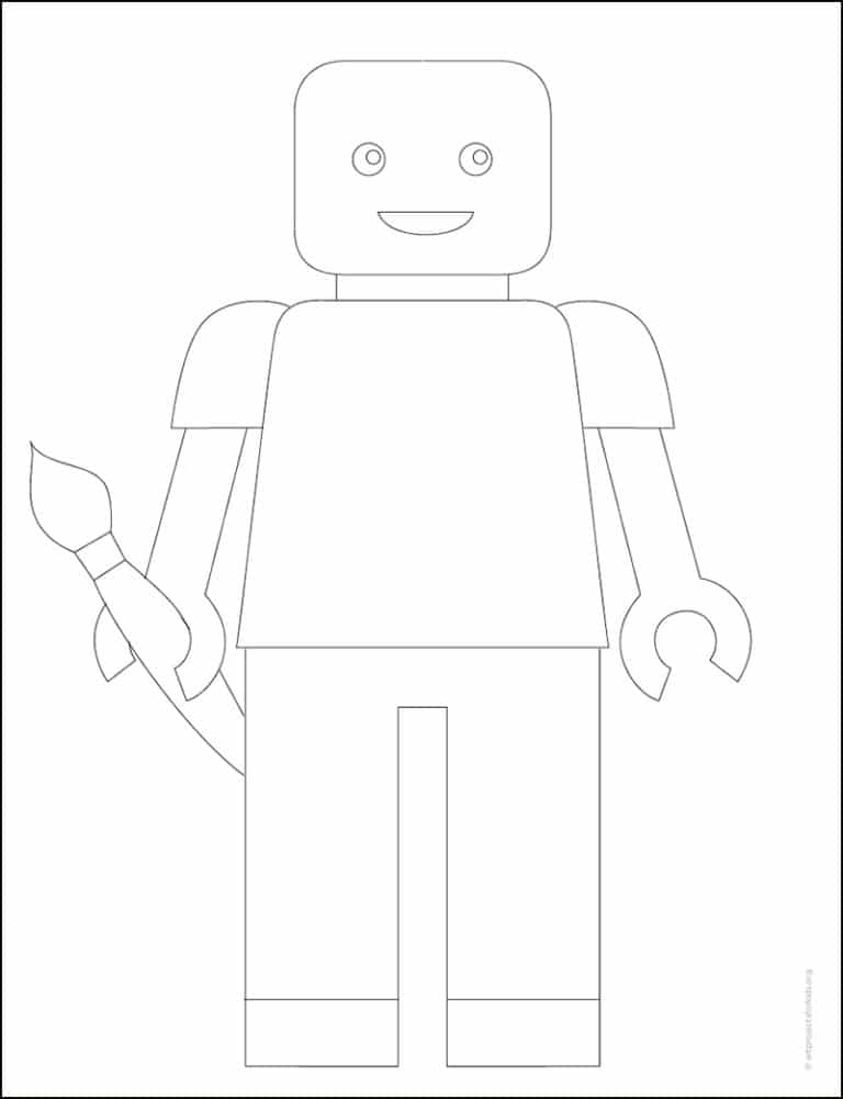 Easy How to Draw a Lego Tutorial and Lego Coloring Page
