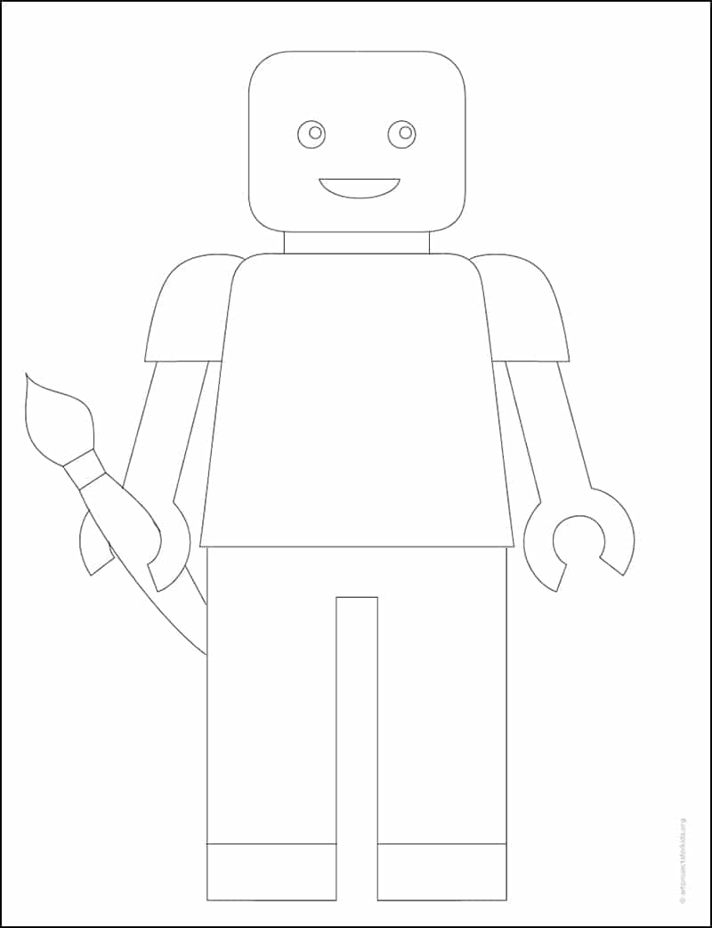 easy how to draw a lego tutorial and lego coloring page