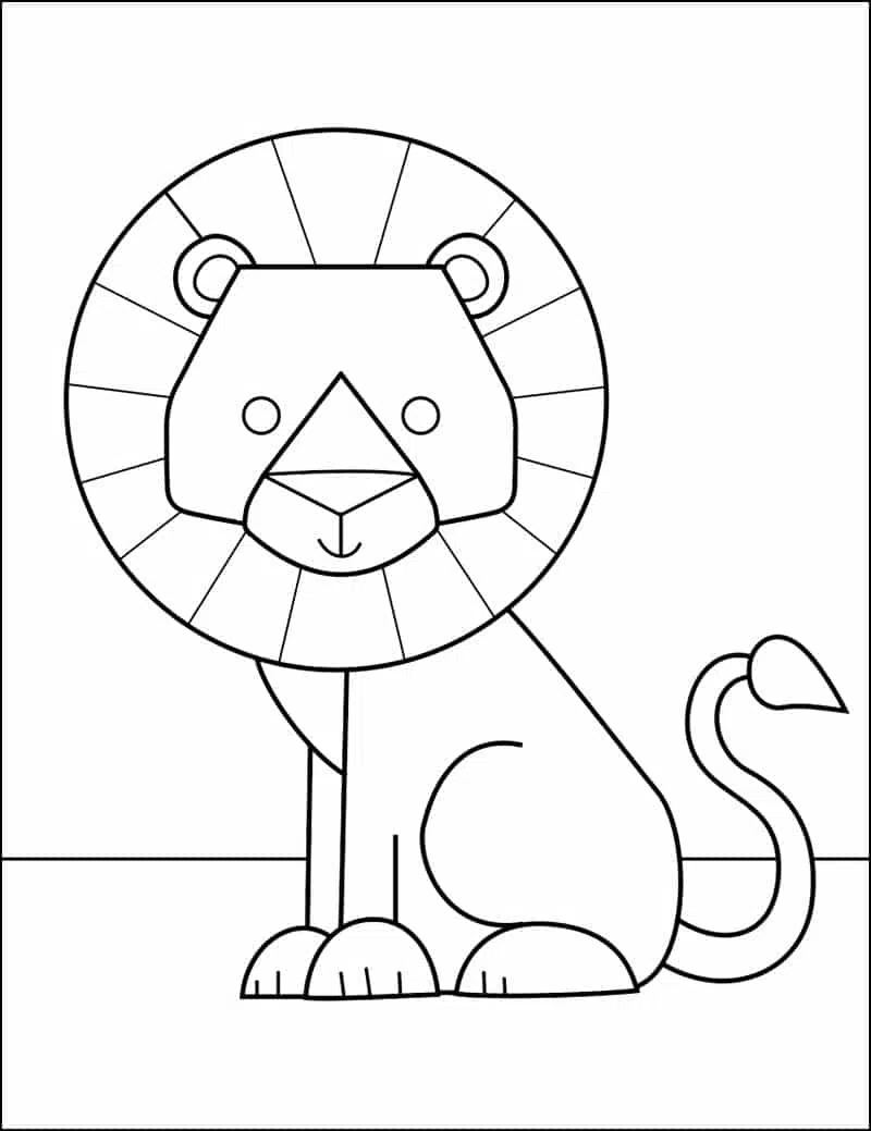 Large Size Of How To Draw An Angry Lion Face A Easy - Lion Face Drawing For  Kids, HD Png Download - vhv