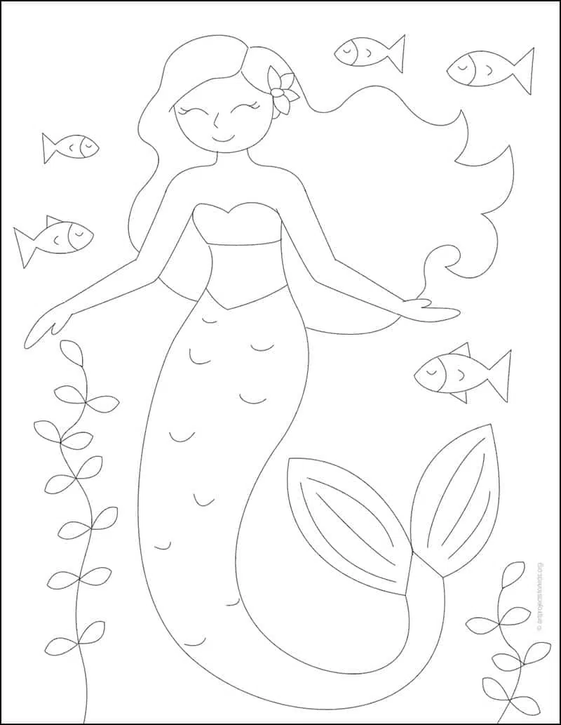 Black And White Color Line Drawing Simple Mythical Mermaid Pattern Mermaid  Drawing Mermaid Sketch Black And White PNG Transparent Clipart Image and  PSD File for Free Download