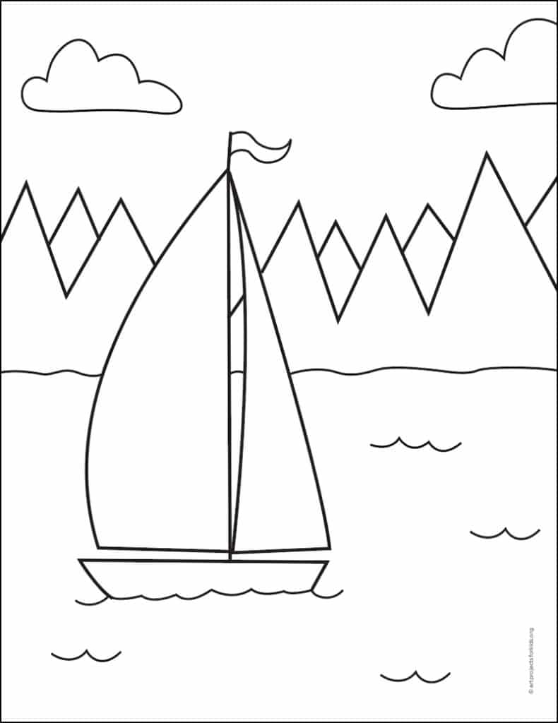 sailboat drawing realistic