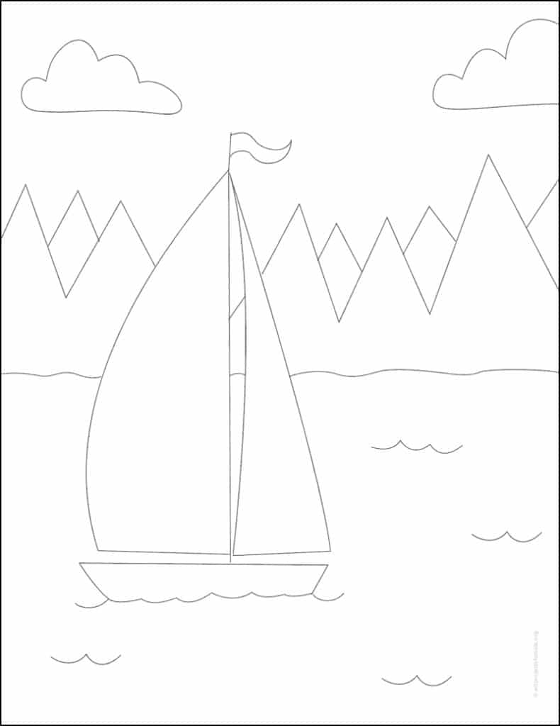 easy drawing of a sailboat