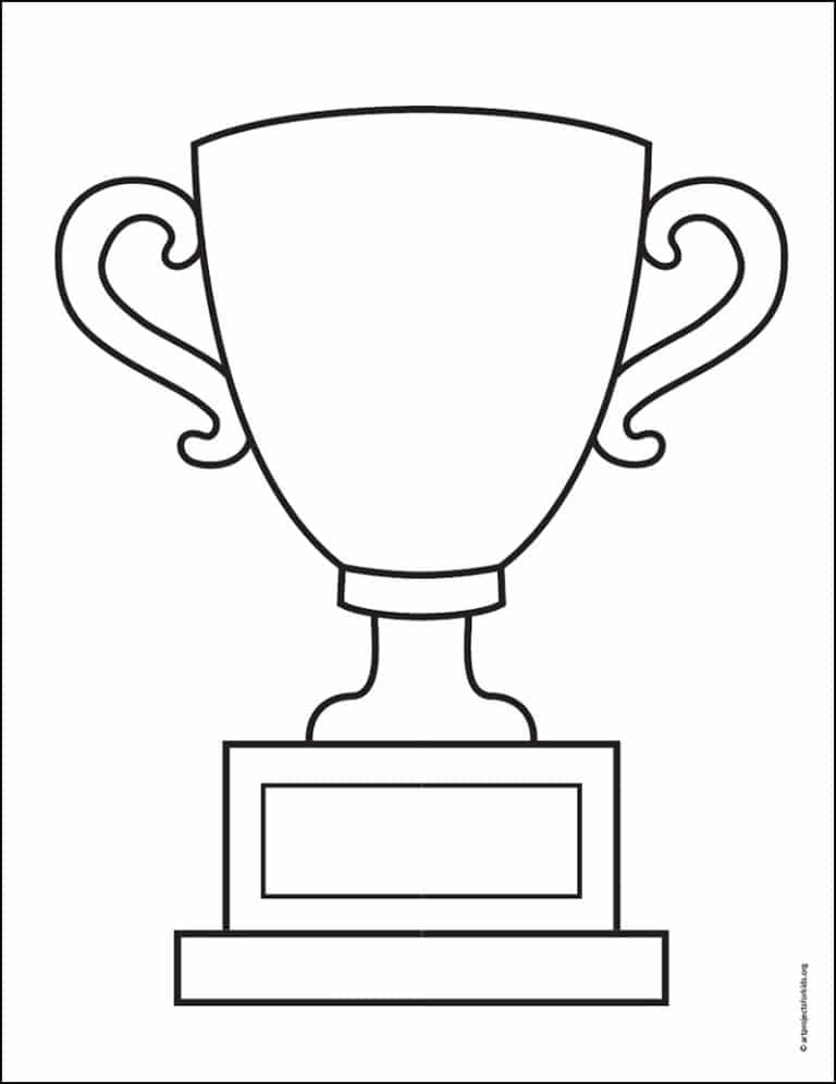 How to Draw a Trophy Easy, StepbyStep Art Lesson for Kids