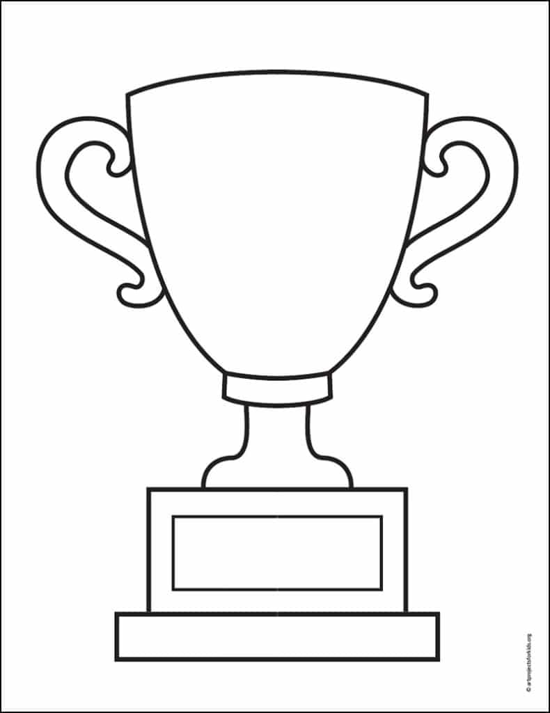 Easy How to Draw Trophy Tutorial and Trophy Coloring Page