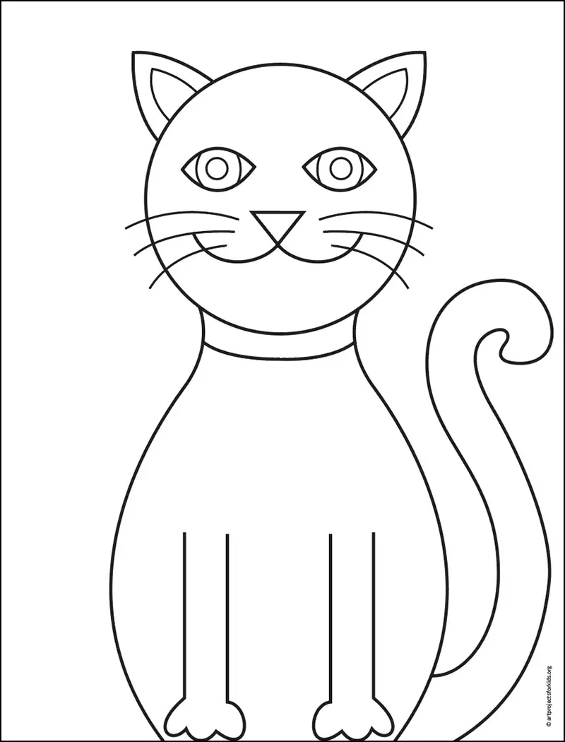 simple cat drawing for kids