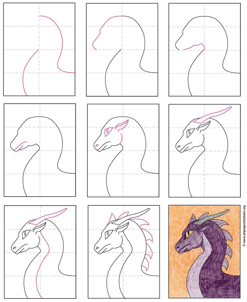 how to draw a dragon head step by step for beginners