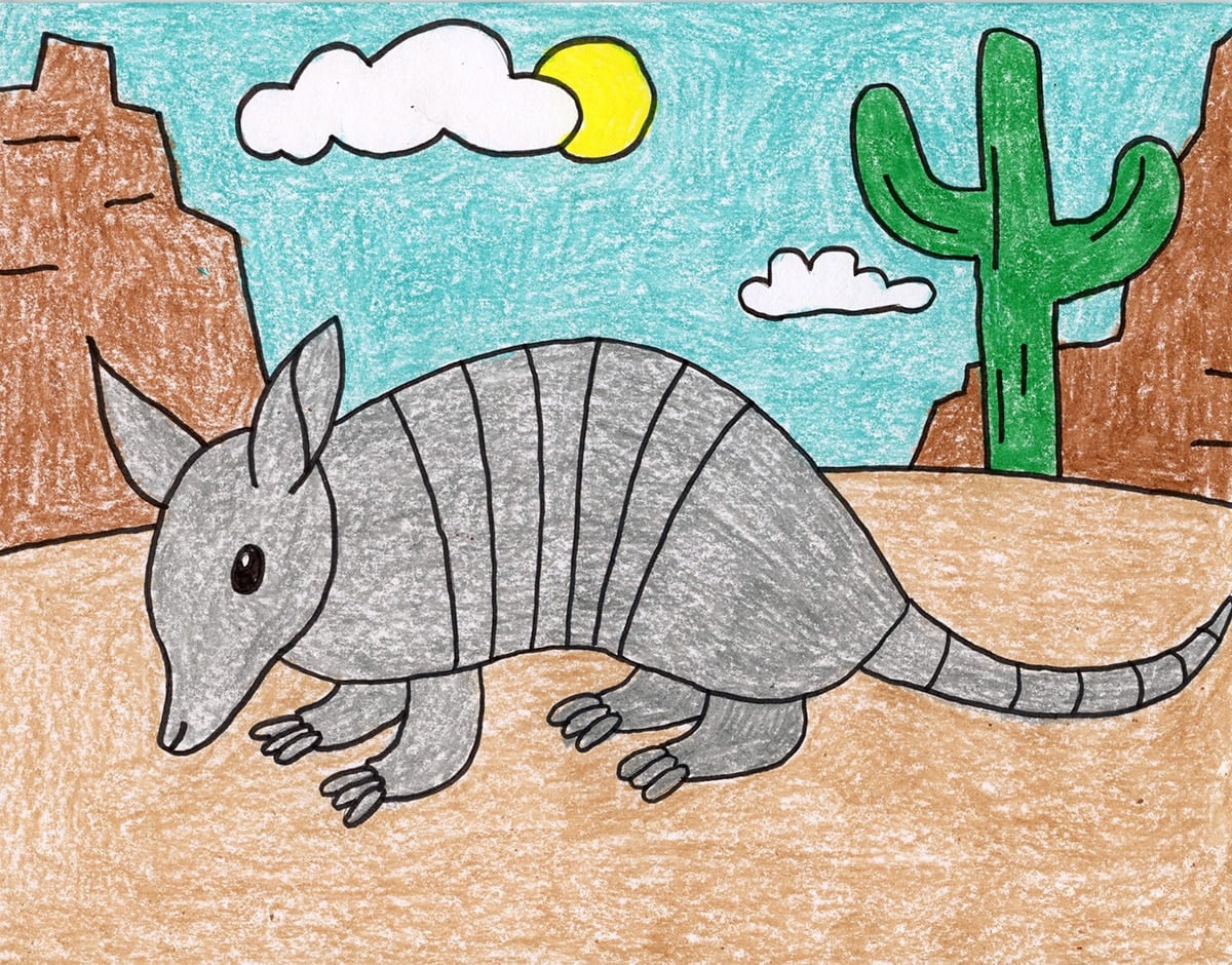 How to Draw an Armadillo: Easy Step-by-Step Art Lesson for Kids