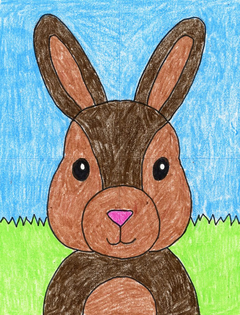 A drawing of a Bunny Face, made with the help of an easy step by step tutorial.