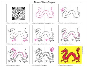 Easy How to Draw a Chinese Dragon Tutorial Video, Coloring Page