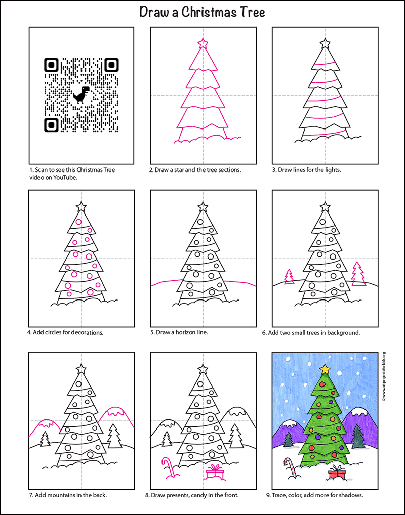 Draw a Christmas Tree diagram QR — Activity Craft Holidays, Kids, Tips