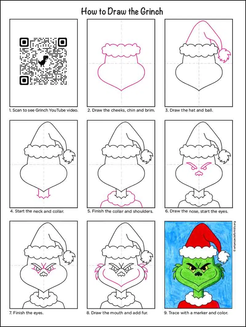 Draw a Grinch diagram QR.jpg — Activity Craft Holidays, Kids, Tips
