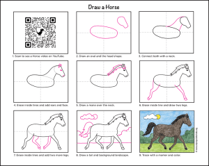 Easy How to Draw a Horse Tutorial Video and Horse Coloring Page