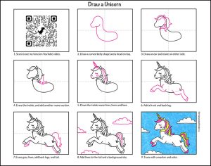 How to Draw a Unicorn Tutorial Video and Unicorn Drawing Coloring Page