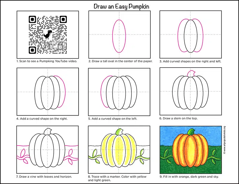 Learn how to draw a pumpkin with an easy step by step tutorial. 