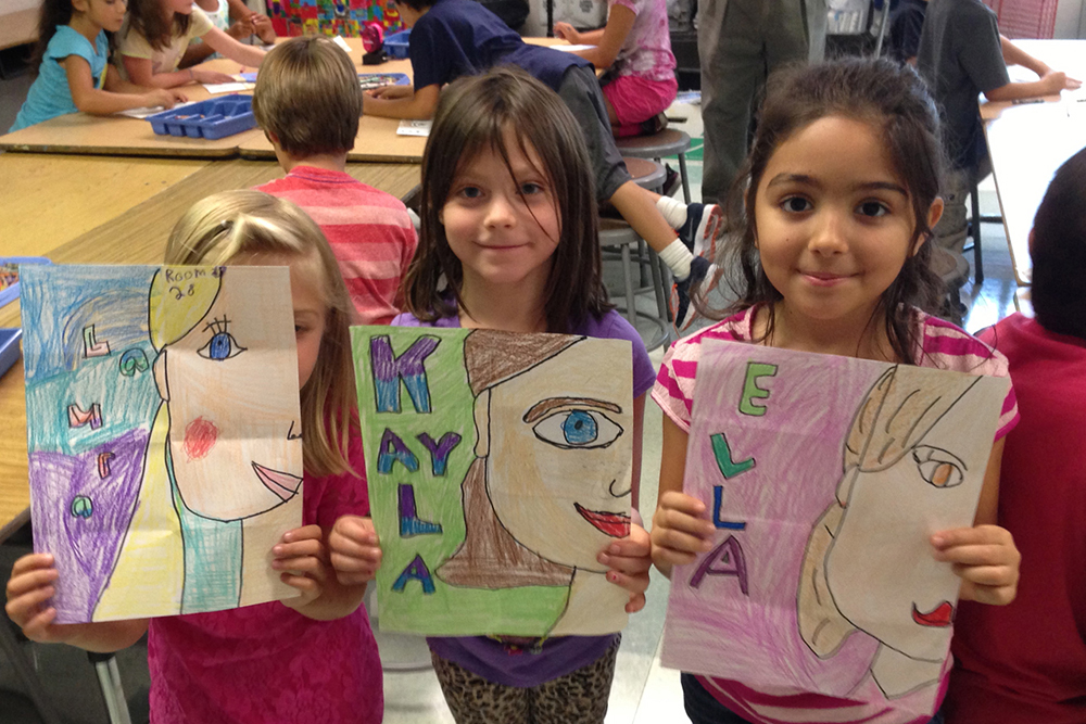Self portraits drawn by elementary students
