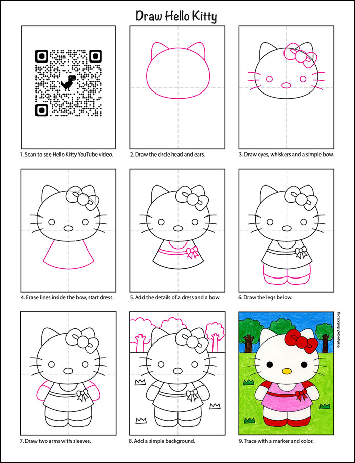 Hello Kitty diagram QR YT — Activity Craft Holidays, Kids, Tips