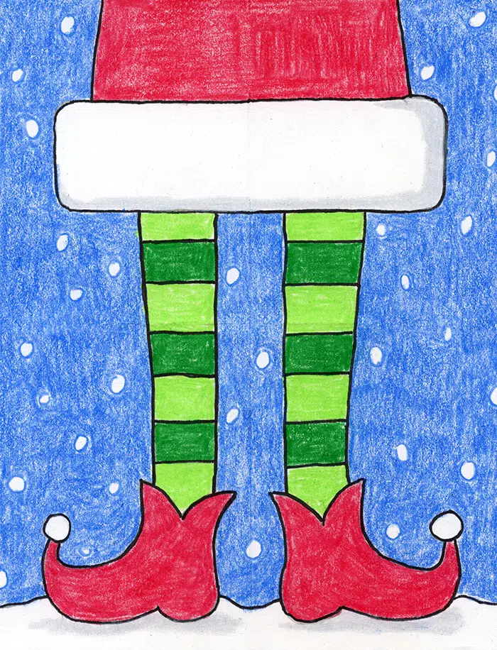 Easy How to Draw Elf Shoes Tutorial Video and Elf Shoes Coloring Page