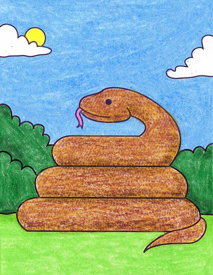How to Draw a Snake Tutorial and Snake Coloring Page
