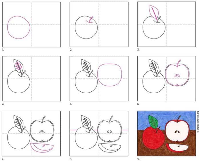 How to Draw an Apple diagram — Activity Craft Holidays, Kids, Tips