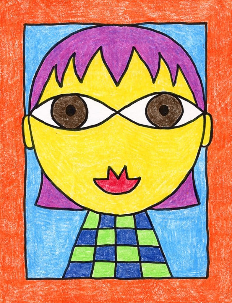 A drawing of Hundertwasser Art Project, made with the help of an easy step by step tutorial.