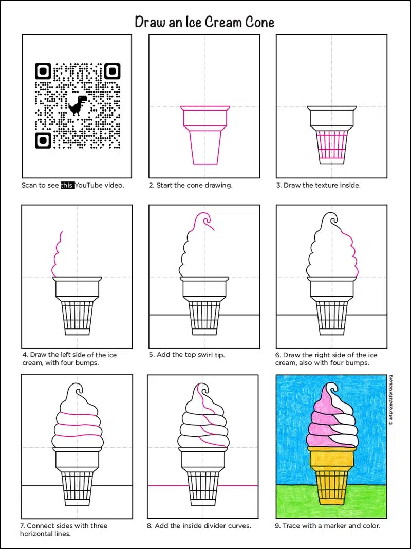 How To Draw A Cute Ice Cream Cone 