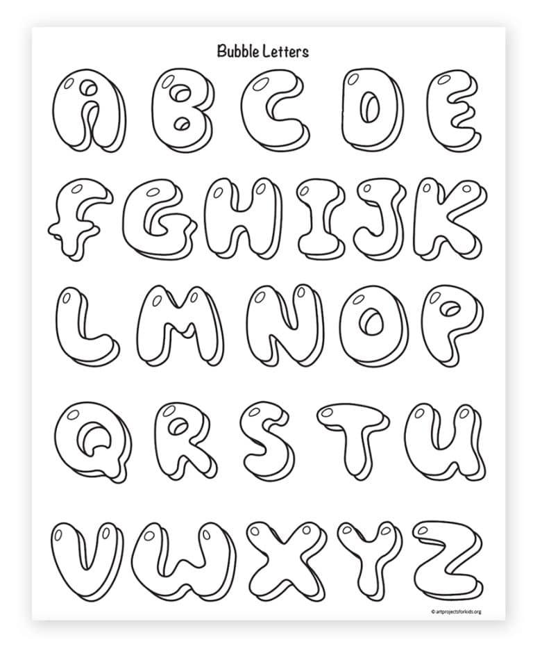 Easy How to Draw Bubble Letters Tutorial and Coloring Page