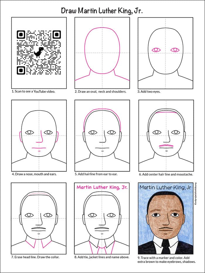 how to draw martin luther king jr