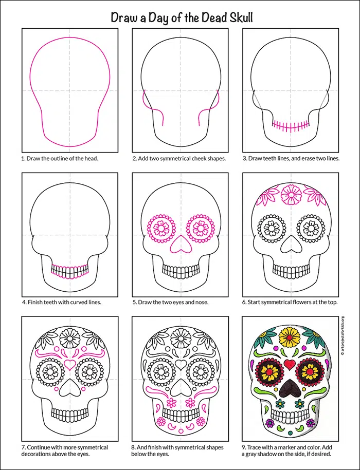 dia de los muertos skull outline