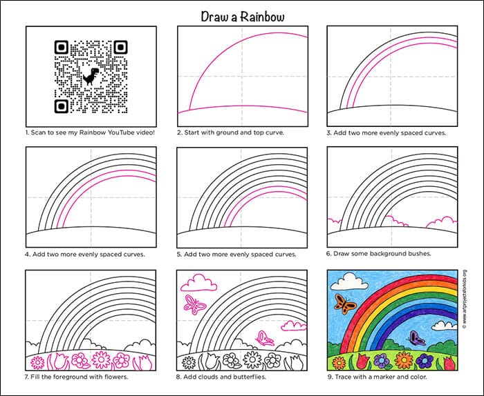 Draw a Rainbow diagram QR — Activity Craft Holidays, Kids, Tips