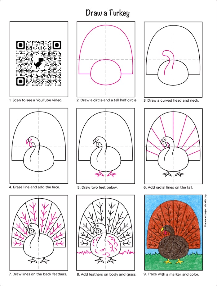 how to draw a turkey easy