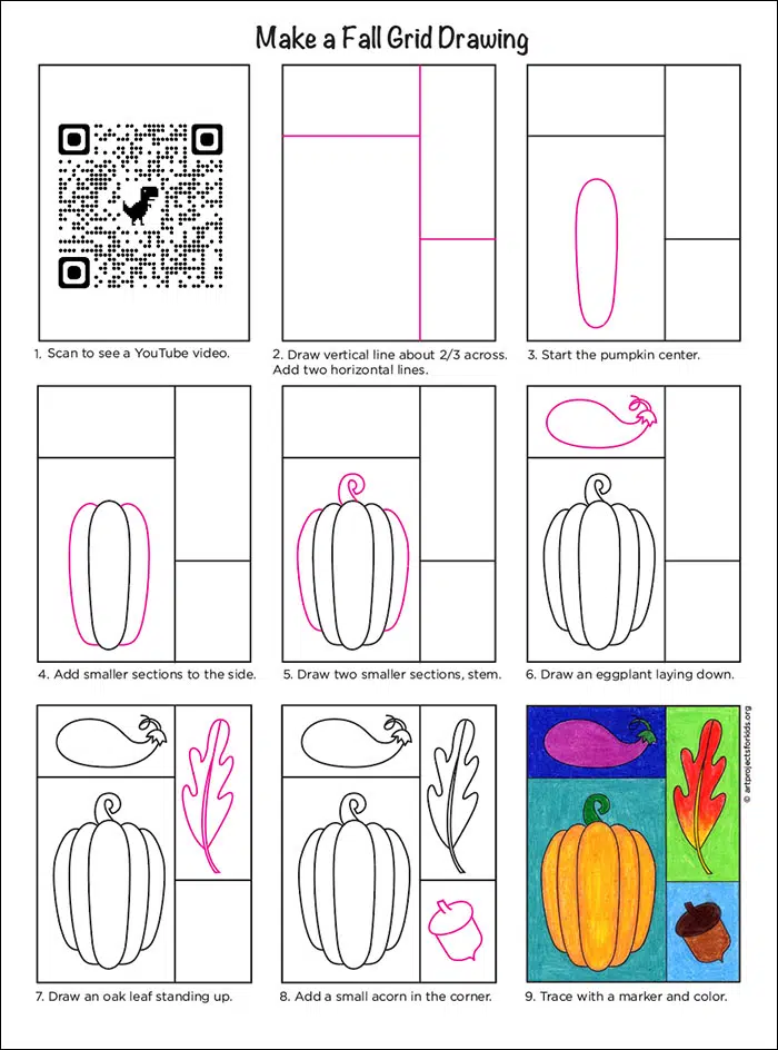 Fall Grid Drawing diagram QR.jpg — Activity Craft Holidays, Kids, Tips