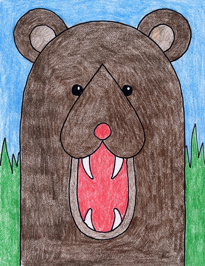 Easy How to Draw a Bear Face Tutorial and Bear Coloring Page