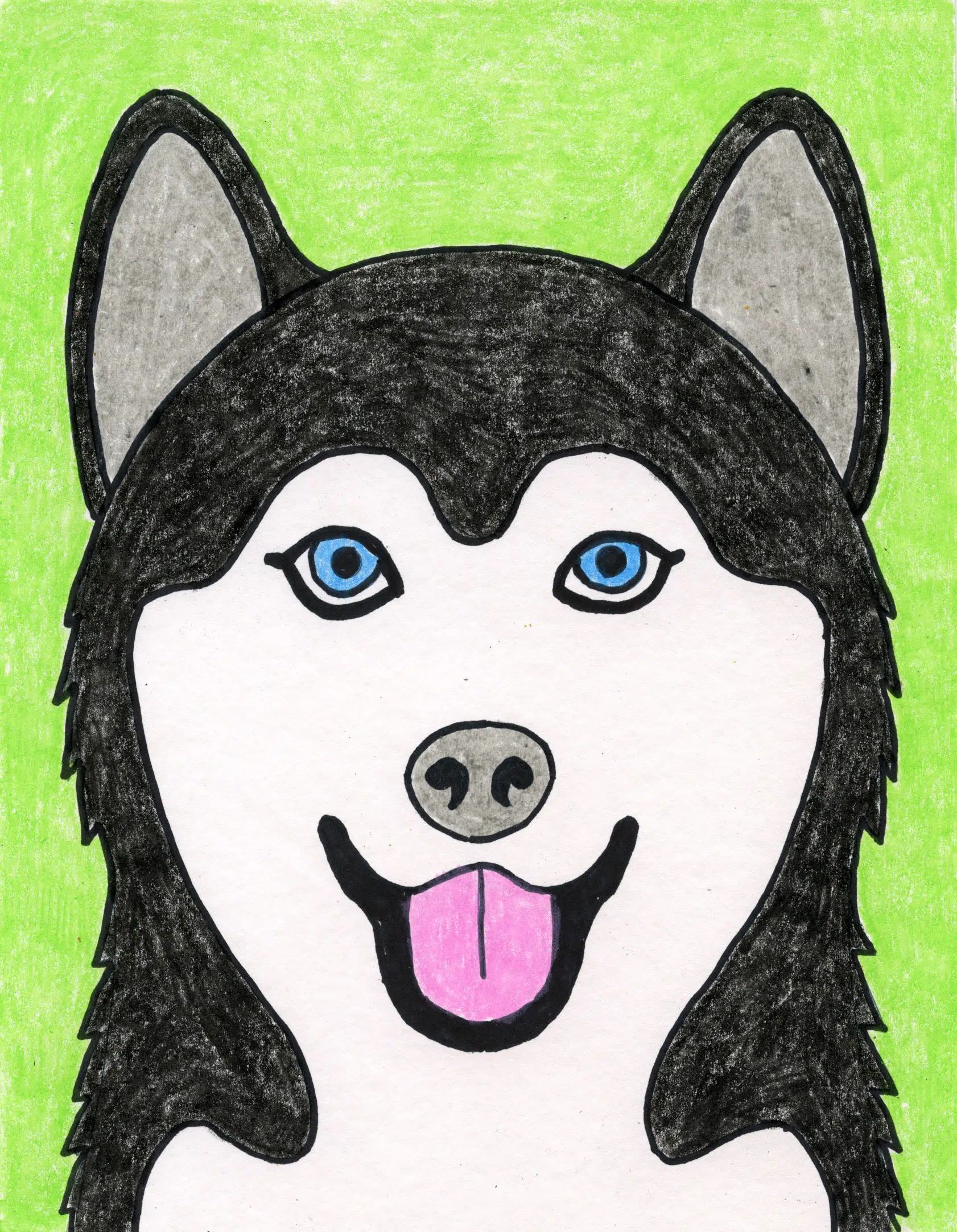 Easy How to Draw a Husky Tutorial and Husky Coloring Page