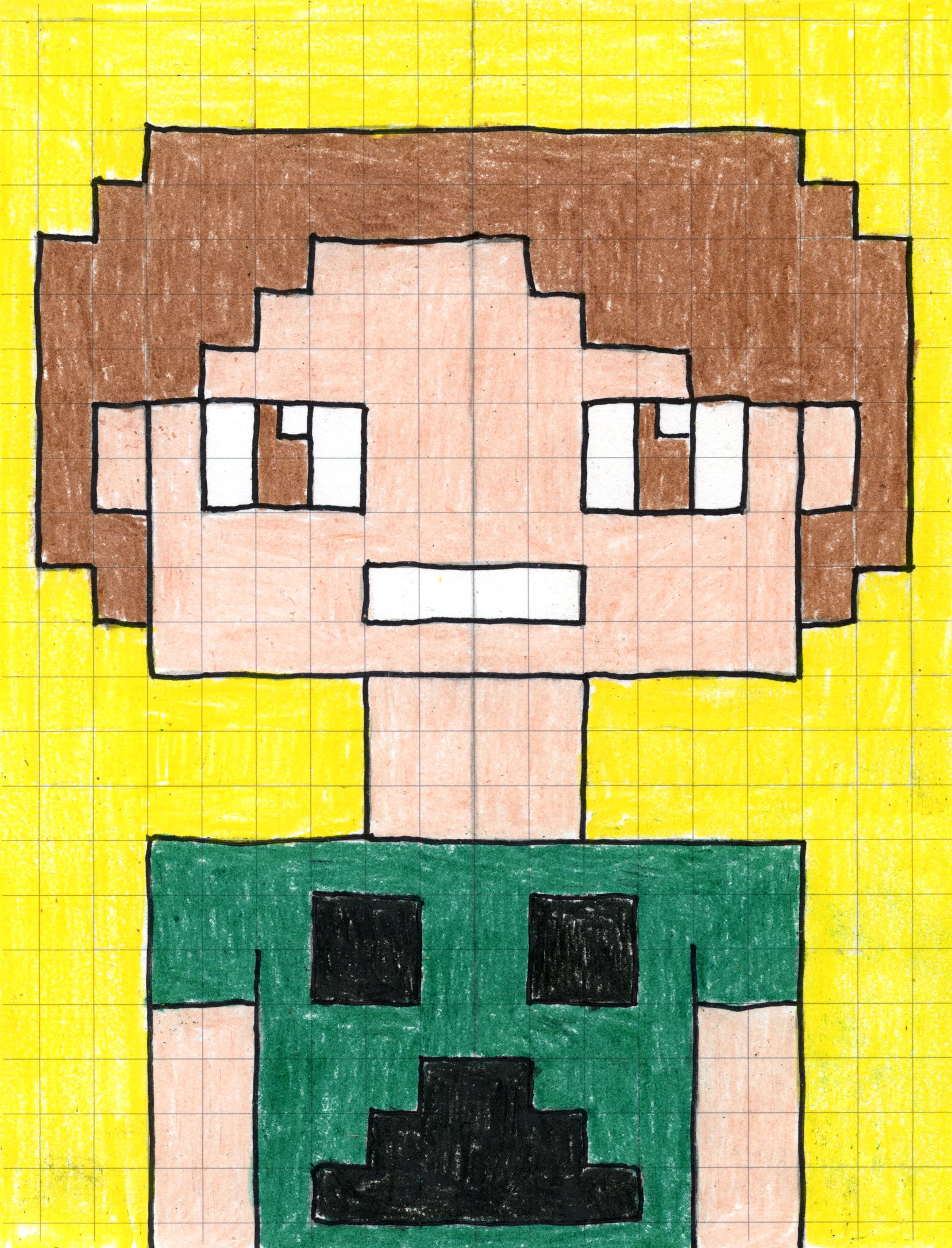Easy How to Draw a Minecraft Selfie Tutorial and Coloring Page