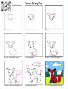 Easy How to Draw a Red Fox Tutorial Video and Fox Coloring Page