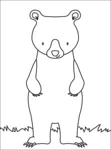 Easy How To Draw A Bear Standing Up Tutorial And Coloring Page